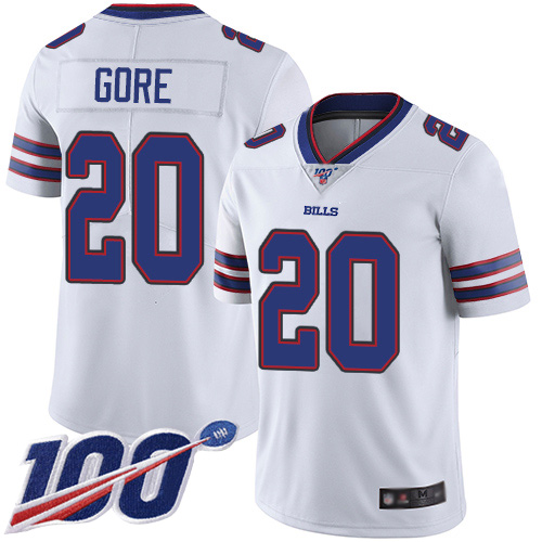 Men Buffalo Bills 20 Frank Gore White Vapor Untouchable Limited Player 100th Season NFL Jersey